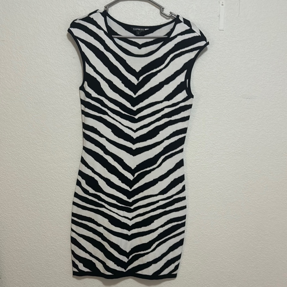 Express Black and White Zebra Print Dress